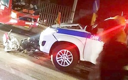 Nam thanh niên tụ tập uống rượu rồi lao xe vào ô tô CSGT