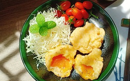 Tôi học được đầu bếp người Nhật cách làm tempura trứng, cả 2 con đứa nào cũng thích mê