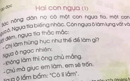 SGK lớp 1 lại gây tranh cãi: Ngựa tía bày ngựa ô 'trốn việc' khi bị giục làm, cò mưu mẹo 'chén' hết đàn cá một mình