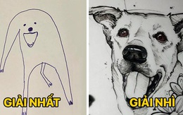Bức tranh "cún ngáo" bất ngờ đánh bại mọi đối thủ nặng kí, giật giải quán quân trong cuộc thi vẽ chó