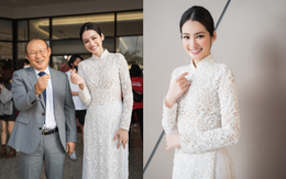 Trúc Diễm diện áo dài trắng, nổi bật tại sự kiện ở Hà Nội