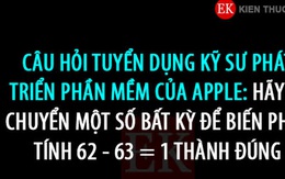 Hỏi: 'Làm thế nào để 62 - 63 = 1 hợp lý', nam sinh đưa ra đáp án không phải '63 - 62 = 1' liền được nhận ngay làm việc