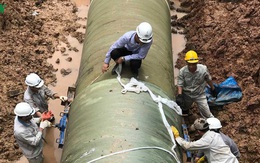 Đường ống nước sạch sông Đà lại xảy ra sự cố đoạn qua Đại lộ Thăng Long