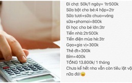 Lên mạng than thở vì bảng chi tiêu của gia đình, bà mẹ trẻ khiến dân tình ngạc nhiên ở một khoản bất thường đến vô lý