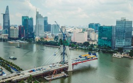 Cầu Thủ Thiêm 2 vươn mình ra sông Sài Gòn, lộ hình dáng khi nhìn từ trên cao