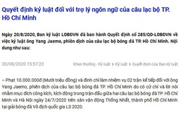 VFF 'ngâm' án phạt gần 1 tháng, không cho khiếu nại