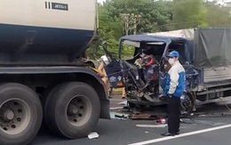 Ô tô tải va chạm với xe bồn trên cao tốc Hà Nội - Hải Phòng, tài xế tử vong trong cabin