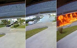 Kinh hoàng máy bay đâm vào xe hơi, nổ thành quả cầu lửa