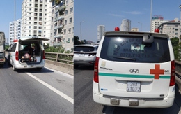 Xe cấp cứu từ Thanh Hóa ra Hà Nội gặp sự cố trên đường vành đai 3