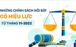 Những chính sách nổi bật, có hiệu lực từ tháng 11-2022