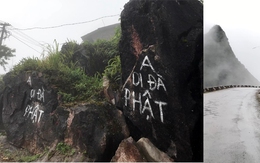 “Bỗng dưng” xuất hiện 33 dòng chữ “A di đà phật” trên các vách đá dọc tuyến đường Mã Pì Lèng