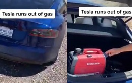 Xe Tesla hết điện giữa đường, chủ xe... mua xăng để chạy tiếp