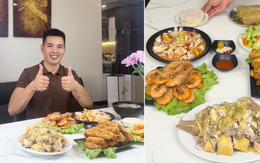 Mâm cơm 800k cho 8 người ăn của Lê Anh Nuôi được chia sẻ rầm rộ: Đầy ụ gà luộc, tôm chiên, mực xào!