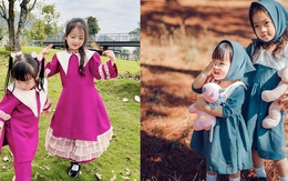 Mẹ trẻ "mười hoa tay" tự may váy cho 2 con gái xinh như nàng công chúa