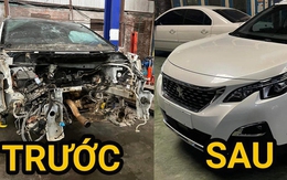 Peugeot 5008 tai nạn nát đầu tưởng chỉ còn nước bán sắt vụn nhưng được thợ Việt 'hồi sinh' trông như mới