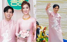 Hồ Quang Hiếu đi xuồng trong lễ ăn hỏi tại Cà Mau, cô dâu gây chú ý với chiều cao 1,8m