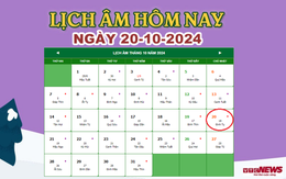 Lịch âm 20/10 - Âm lịch hôm nay 20/10 chính xác nhất - lịch vạn niên 20/10/2024