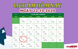 Lịch âm 22/10 - Âm lịch hôm nay 22/10 chính xác nhất - lịch vạn niên 22/10/2024