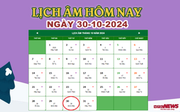 Lịch âm 30/10 - Âm lịch hôm nay 30/10 chính xác nhất - lịch vạn niên 30/10/2024