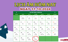 Lịch âm 31/10 - Âm lịch hôm nay 31/10 chính xác nhất - lịch vạn niên 31/10/2024