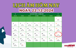 Lịch âm 22/12 - Âm lịch hôm nay 22/12 chính xác nhất - lịch vạn niên 22/12/2024