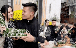 Hé lộ khoảnh khắc sum vầy của Chu Thanh Huyền với gia đình Quang Hải: Cùng gói bánh chưng, có mẹ chồng vẫn tình tứ thế này đây