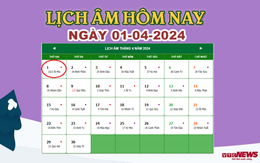 Lịch âm 1/4 - Âm lịch hôm nay 1/4 chính xác nhất - lịch vạn niên 1/4/2024