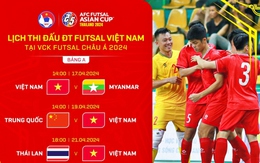 Lịch thi đấu của ĐT Futsal Việt Nam tại VCK Futsal châu Á 2024