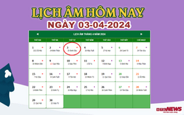 Lịch âm 3/4 - Âm lịch hôm nay 3/4 chính xác nhất - lịch vạn niên 3/4/2024