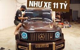 Thợ mộc Bắc Ninh độ Mitsubishi Pajero giống hệt Mercedes-AMG G 63: Thay toàn bộ vỏ gỗ, nội thất có màn hình kép như thật