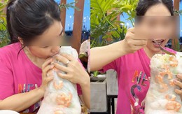 Cô gái mukbang chiếc gỏi cuốn hơn 4kg khiến dân mạng tranh cãi vì "mất hết tinh tuý ẩm thực"