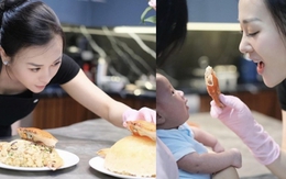 Phương Oanh đang ở cữ vẫn tự tay nấu ăn cho Shark Bình, cặp nhóc tỳ sinh đôi gây chú ý khi xuất hiện trong bếp cùng mẹ