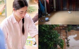 Nhà Hoa hậu Lương Thuỳ Linh ở Cao Bằng bị ngập sâu, cảnh tượng bên trong khiến nàng hậu thốt lên "quá xót xa"