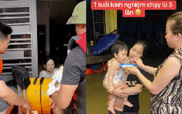 Thương lắm những bé con giữa biển nước lũ: Có bé mới 1 tuổi đã 3 lần chạy lũ, có bé còn quấn tã "đỏ hỏn" đã phải đã cùng mẹ vượt qua giông bão