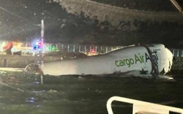 Máy bay trượt khỏi đường băng lao xuống biển ở Hong Kong