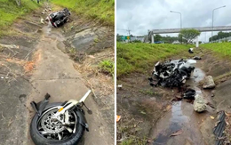 Xe Honda Thái gãy đôi sau tai nạn nhưng người lái chỉ bị thương nhẹ nhờ thứ rất lạ: CSGT cũng dùng xe này