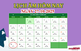 Lịch âm 27/10 - Âm lịch hôm nay 27/10 chính xác nhất - lịch vạn niên 27/10/2025