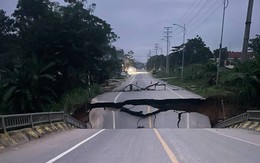 Hiện trường kinh hoàng vụ sập gãy hoàn toàn đường dẫn lên cây cầu ở Tuyên Quang