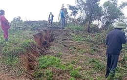 Cấm đường, sơ tán dân khi đồi xuất hiện vết nứt dài hàng trăm mét