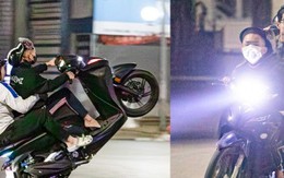 Quái xế kẹp 4, bốc đầu, rú ga kinh hãi trên phố Hà Nội giữa đêm khuya