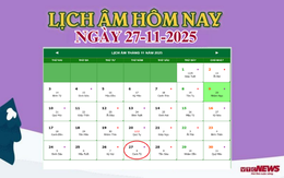 Lịch âm 27/11 - Âm lịch hôm nay 27/11 chính xác nhất - lịch vạn niên 27/11/2025
