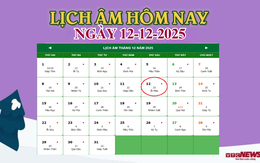 Lịch âm 12/12 - Âm lịch hôm nay 12/12 chính xác nhất - lịch vạn niên 12/12/2025