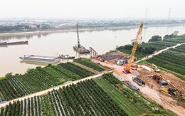 Toàn cảnh công trường thi công cầu Mễ Sở rộng 4 làn xe nối Hà Nội - Hưng Yên