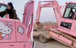 Nữ công nhân sơn máy xúc Hello Kitty màu hồng: Khi công trường cũng cần… sự lãng mạn