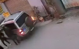 Xôn xao clip tài xế xe biển xanh bị người phụ nữ hành hung vì đỗ xe chắn cửa