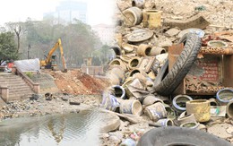 Rút hết nước trong hồ ở công viên lớn nhất Hà Nội, người dân bất ngờ cảnh tượng hàng nghìn bát hương, đồ thờ chất thành đống