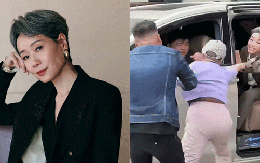 Rần rần clip "nữ thần" Đạp Gió bị fan cuồng ra sức kéo khỏi xe, 4 người đàn ông không thể tách ra được