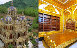 Toà lâu đài dát vàng từ phòng khách đến vệ sinh của "đại gia đồng nát" Nghệ An: Đó là loại vàng gì?