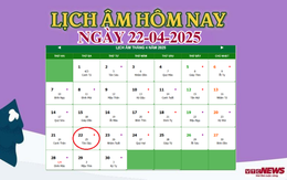 Lịch âm 22/4 - Âm lịch hôm nay 22/4 chính xác nhất - lịch vạn niên 22/4/2025