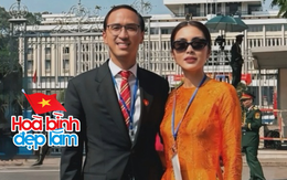 1 chi tiết đặc biệt trong bức ảnh của Hà Tăng và chồng doanh nhân khi xem diễu binh, diễu hành 30/4 gây sốt